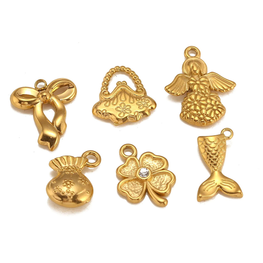 Hello Fairy Anhänger Set, Edelstahl, Gold, Zirkonia, Unisex - Bild 1