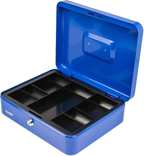 HMF Geldkassette 10130-05 Blau mit Münzeinsatz und 5 Münzfächern, abschließbar, B/T/H: 30 x 24 x 9 cm - Bild 1