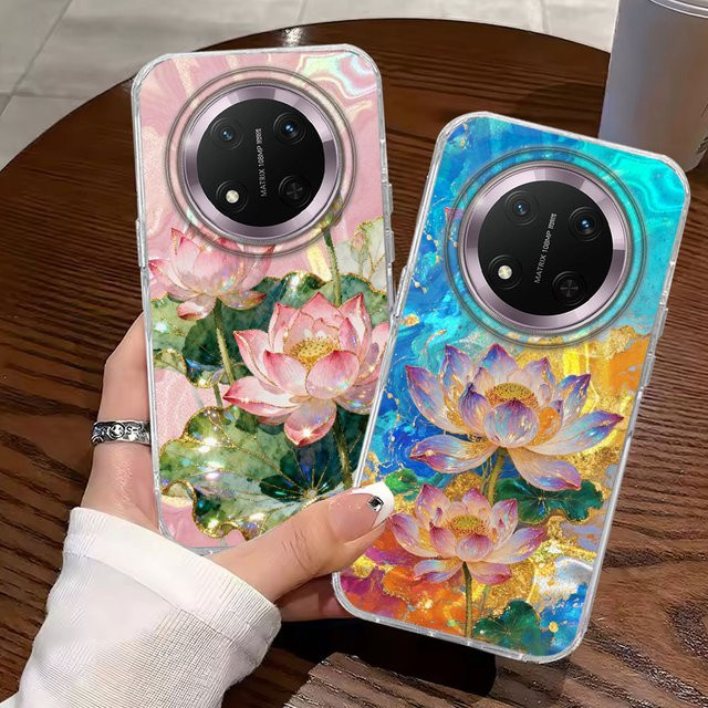 Handyhülle mit Rosa Pfingstrose und Lotus Print für Honor X9c X9a X9b X8a X8b X8c X6c X7b 400 200 90 Smart Pro Magic7 6 5 70 Lite in Pink und Multicolour - Bild 1