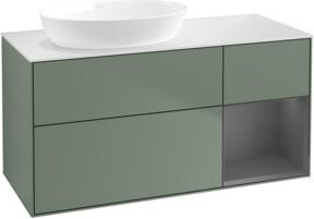 V&B Waschtischunterschrank Finion mit Wandbeleuchtung, Breite: 120 cm, Tiefe: 50,1 cm, Höhe: 50,1 cm, lackiert in Olivmatt - Bild 1