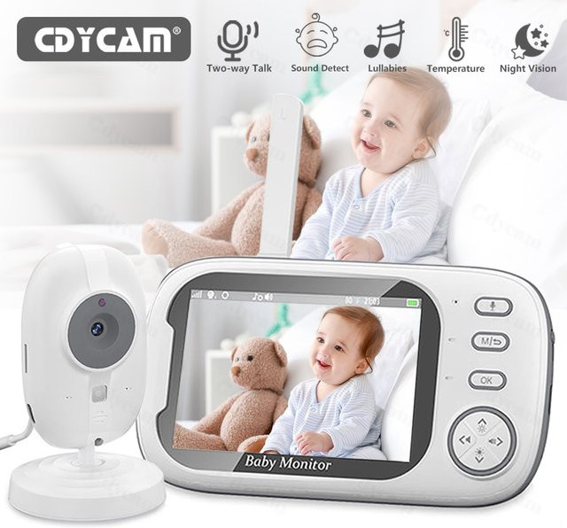 Cdycam Wireless Video Babyphone mit 3,5 Zoll Display, Nachtsicht, Temperaturüberwachung und 2-Wege-Audio in Weiß - Bild 1