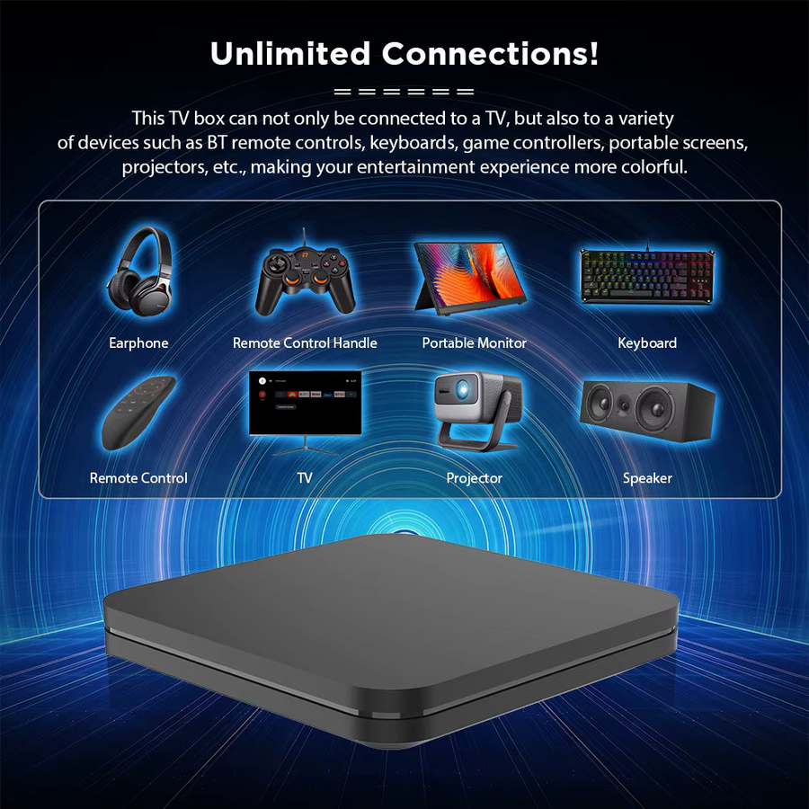 V1PRO Android 12.0 TV-Box mit Allwinner H618 Prozessor, 4K UHD Media Streamer, Dual-WLAN 2,4/5G und Bluetooth in Schwarz - Bild 2