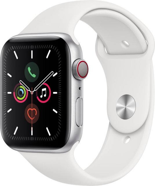Apple Watch Series 5 GPS + Cellular 44mm mit Sportarmband in Silber/Weiß - Bild 1