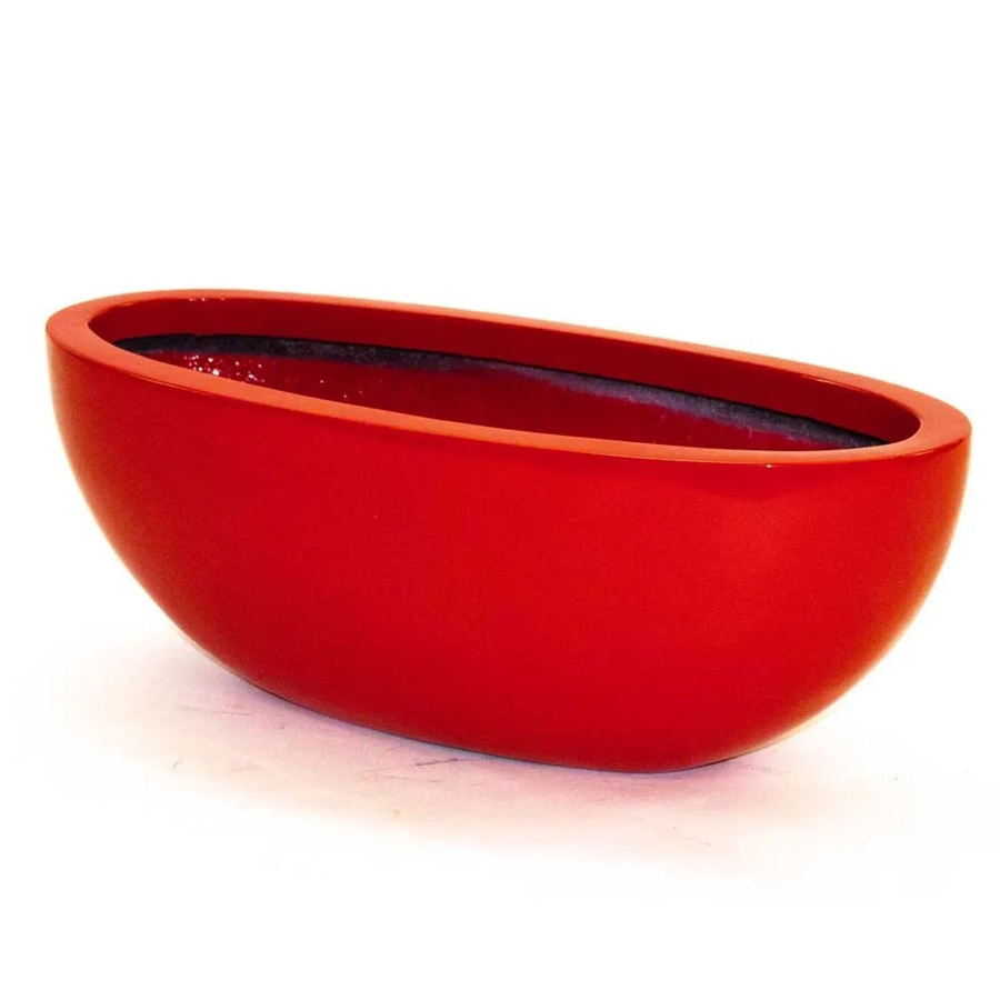 Ovaler Pflanzkübel aus Fiberglas von Elegant Einrichten in Rot Hochglanz, B: 65 cm, T: 31 cm, H: 25 cm - Bild 2