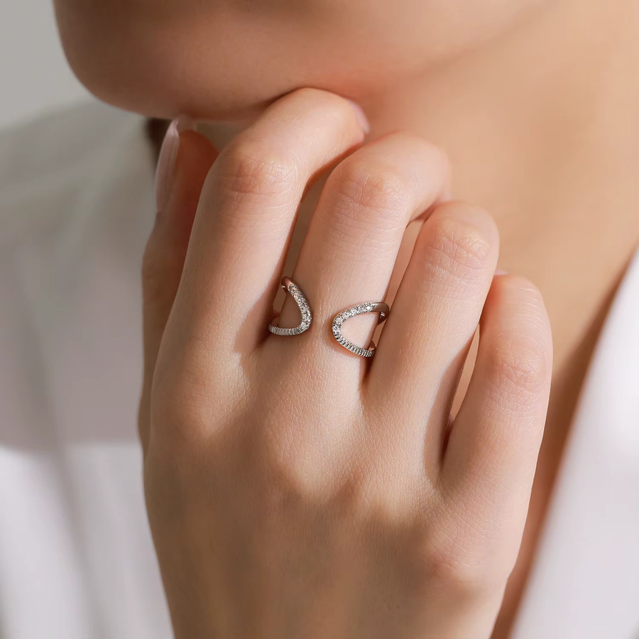 Ailmay Fingerring 925 Silber, Zirkonia, Damen - Bild 2