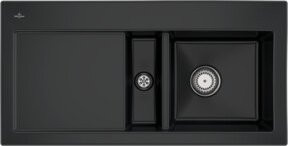 Villeroy & Boch Spüle Subway 60 Aufbauspüle in Pure Black mit Ablaufgarnitur und Handwaschbecken, Breite: 60 cm - Bild 1