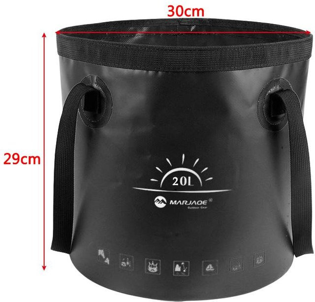 Faltbarer Wasserbeutel Binchi Keji Travel als tragbarer Falteimer in Schwarz mit 20 l Volumen - Bild 1