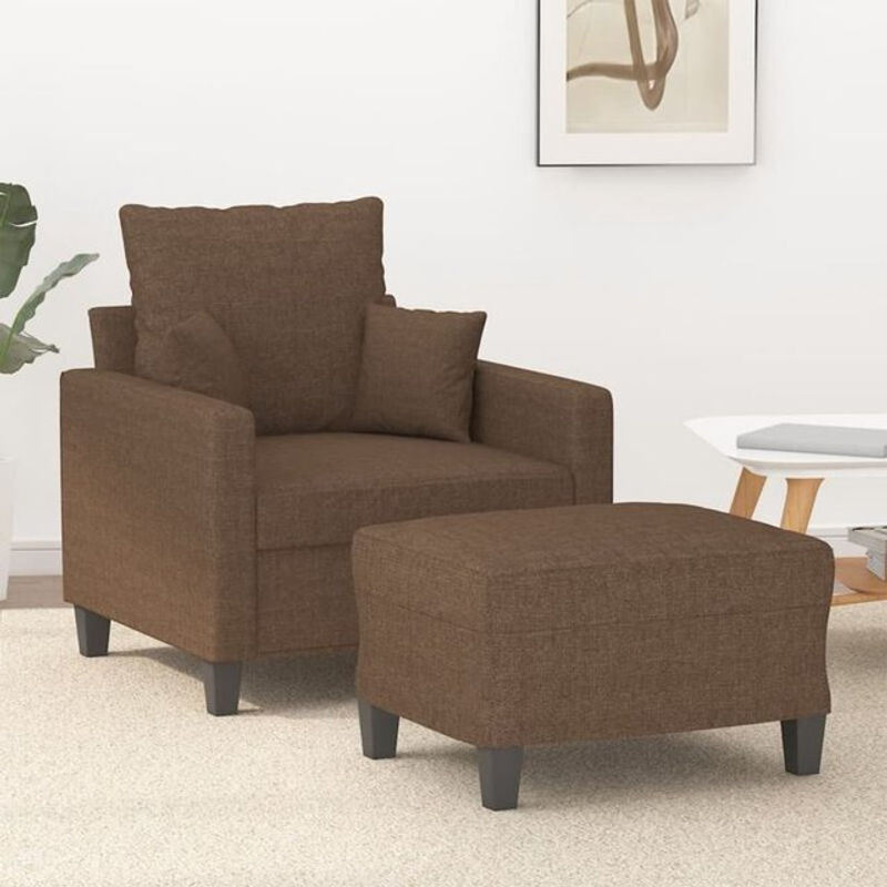 Modernes Relaxsessel Set mit Hocker von vidaxl in Braun aus Stoff und Metall - Bild 1