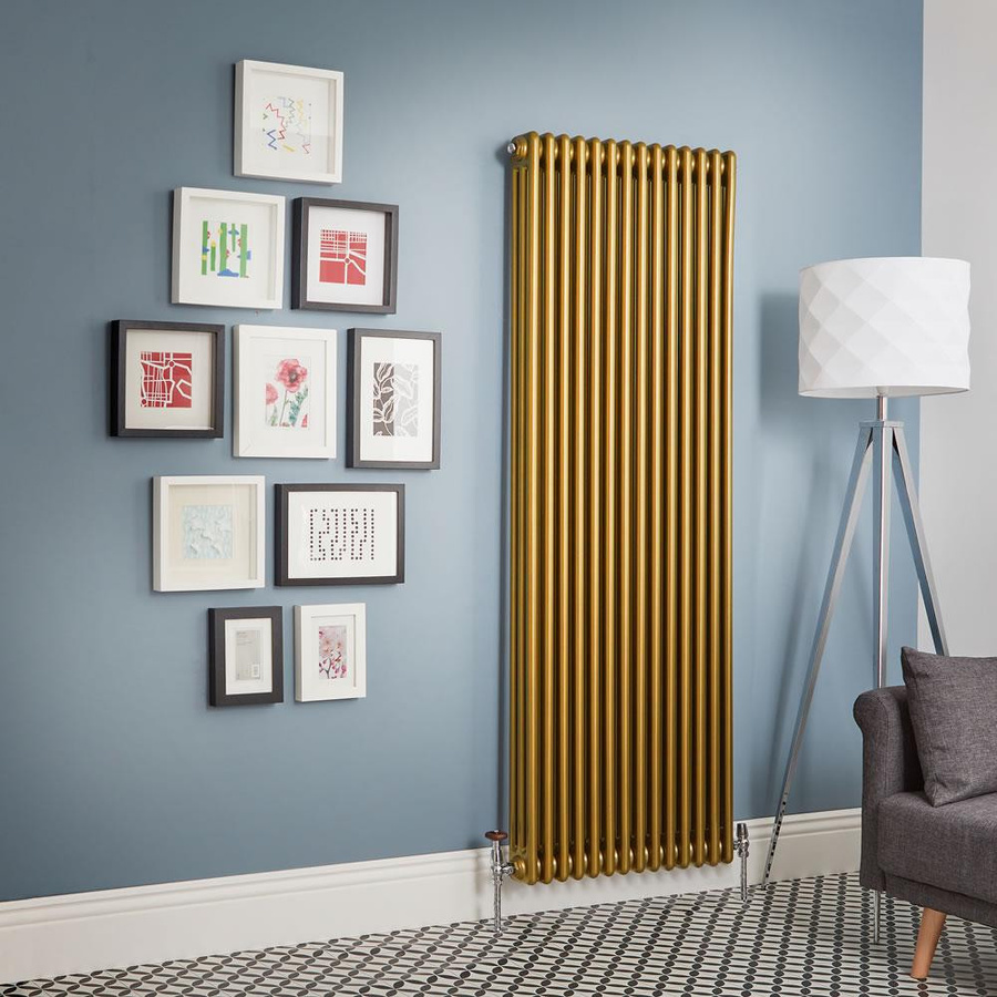 Hudson Reed Gliederheizkörper 3-säulig vertikal in Gold, Höhe: 180 cm, Breite: 65 cm - Bild 1