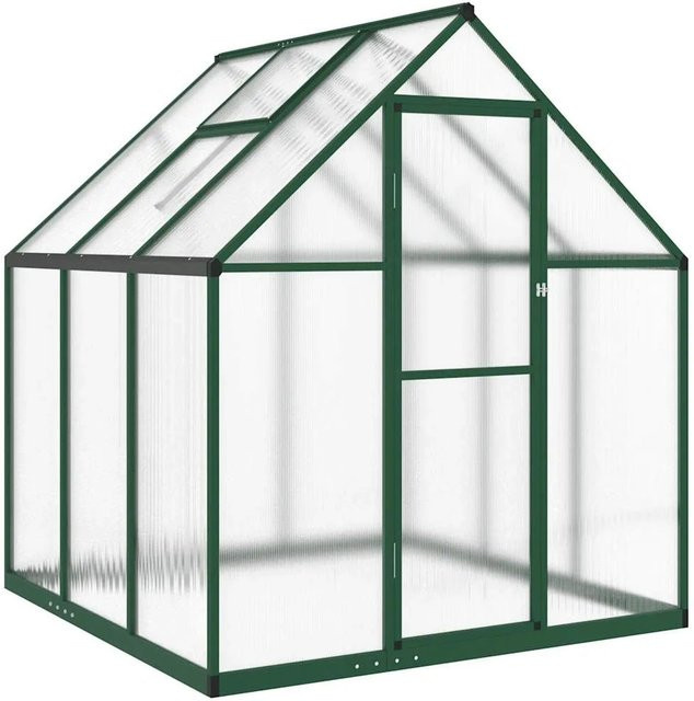 Furnicato Gewächshaus mit Fundamentrahmen aus Aluminium und Polycarbonat in Grün, B/T/H: 169 x 169 x 195 cm - Bild 1
