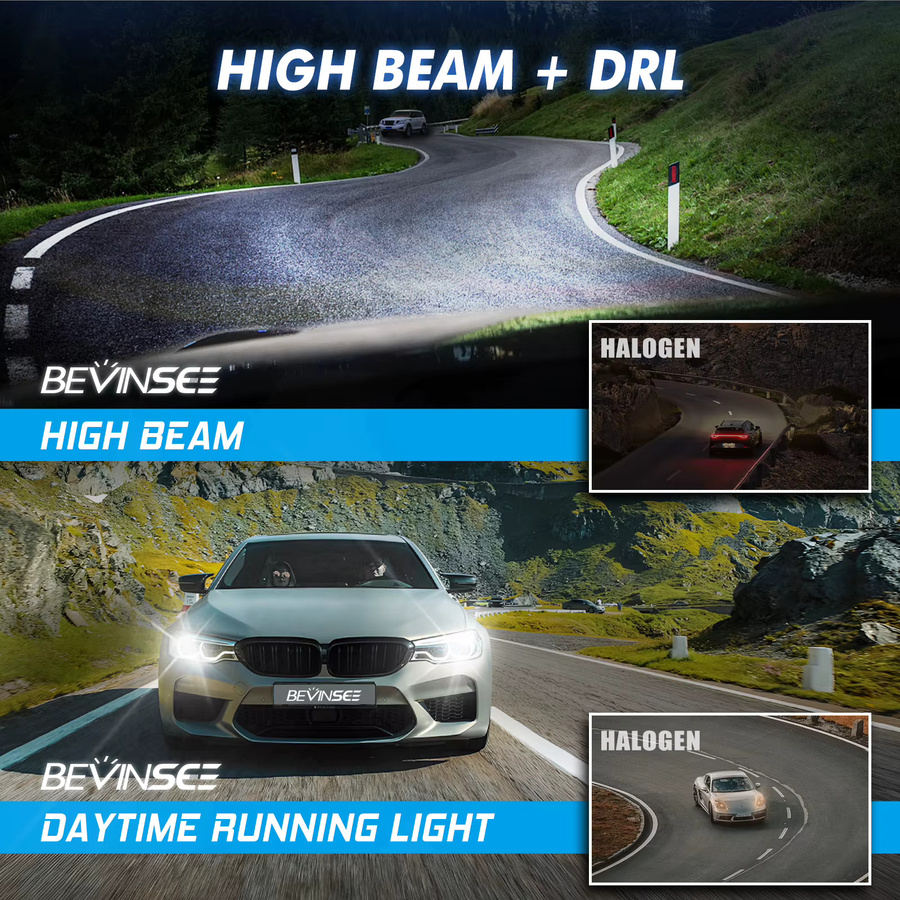 BEVINSEE H15 LED-Autoscheinwerferlampen 110W mit 11000LM Superhell Fernlicht und Tagfahrlicht für VW Golf MK7/6 und Audi A3 A5 A6 - Bild 4