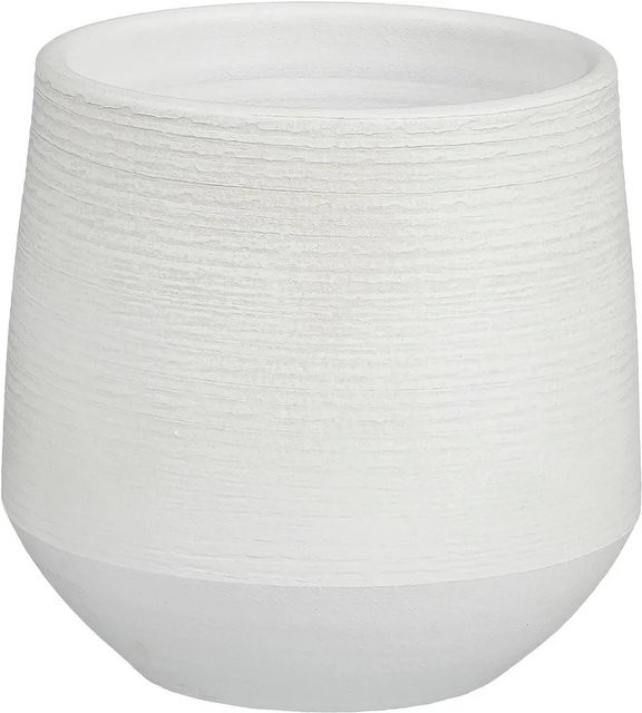 Mica Decorations Übertopf Evora aus Keramik in White, Durchmesser: 16 cm, Höhe: 15 cm - Bild 1