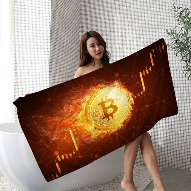 JMG Household Supplies Bitcoin Mikrofaser Strandtuch, Orange, 30 x 30 cm - Bild 1