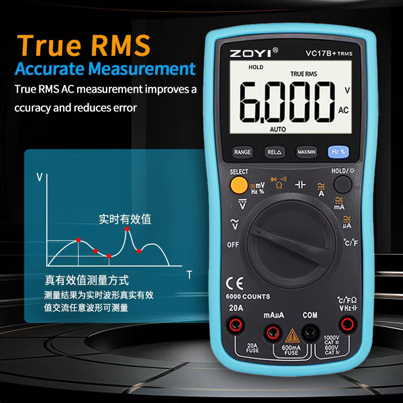 ZOYI ZT-17B+ Digitales Multimeter mit hochpräziser Anzeige und Kapazitätsmessung in Blau - Bild 3