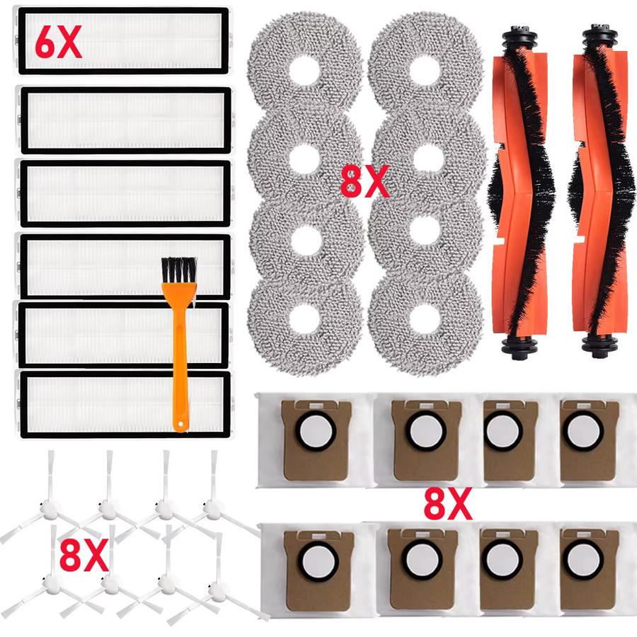 WINDNINJA Ersatzteil-Set für Xiaomi X10 Plus und X20 Plus Roboter-Staubsauger mit Hauptbürste, Seitenbürste, HEPA-Filter, Wischtuch und Staubbeuteln - Bild 3