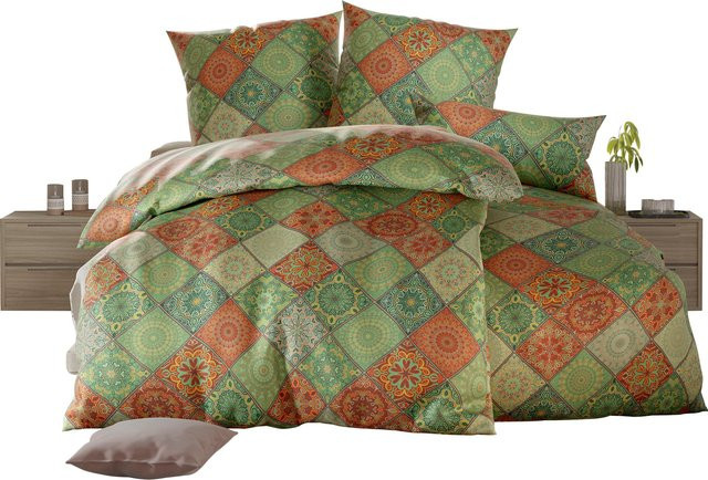 Wäschepur Bettwäsche mit Grafikprint in Orange und Multicolour, 100% Baumwolle, B: 135 cm, L: 200 cm - Bild 1