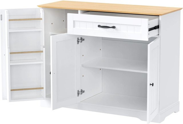 okwish Sideboard Modern in Weiß mit 3 Türen und Schublade für Wohnzimmer und Diele, B/T/H: 107 x 40 x 83 cm - Bild 1