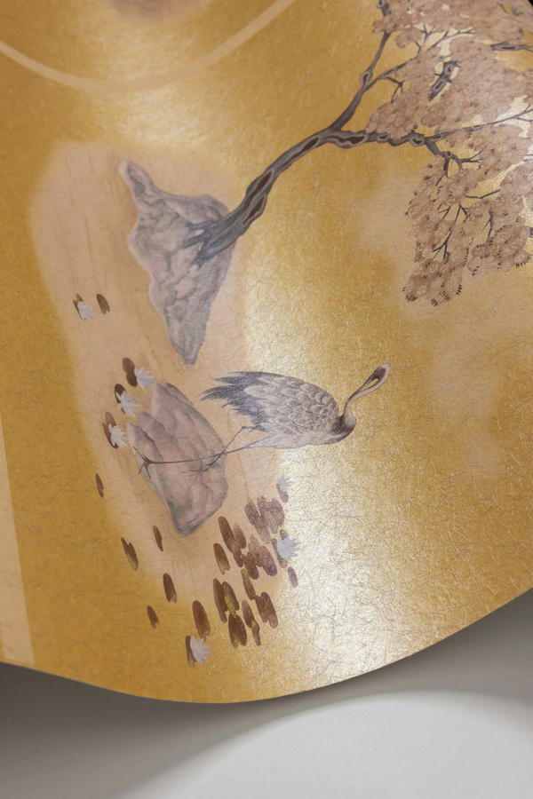 Cole & Son Tapete Toile Tile Gilded Autumnal in Gold und Beige mit floralem Botanik-Design aus Vlies - Bild 1