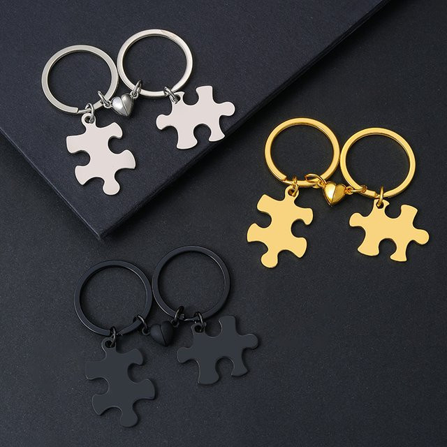 SAISLERWELL Schlüsselanhänger Edelstahl, Puzzle-Anhänger, Unisex - Bild 1