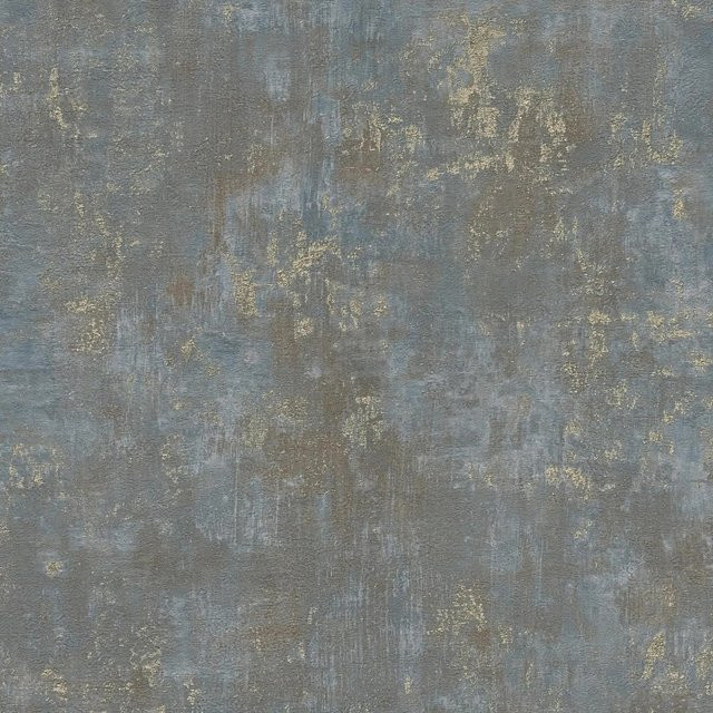 PROFHOME Spachtel Putz Tapete mit Glanzeffekt in Braun Blau Gold, abstraktes Design, Vlies-Tapete, Breite: 0,53 m, Länge: 10,05 m - Bild 1