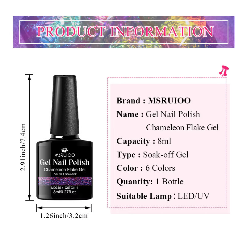 MSRUIOO Nagellack Gel, Blau-Lila Lila-Gold, 8 ml, schimmernd - Bild 5
