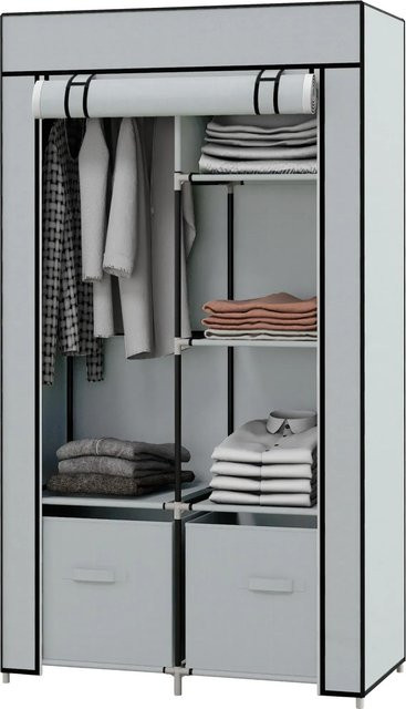 HOMCOM Stoffschrank Hellgrau mit integrierten Schubladen und Kleiderstange, B/T/H: 83 x 42,5 x 162,5 cm - Bild 1