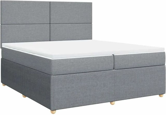 vidaXL Boxspringbett mit Matratze Hellgrau, Hybridbett mit USB-Ladeport und Unterbettbeleuchtung, B/T: 200 x 200 cm - Bild 1