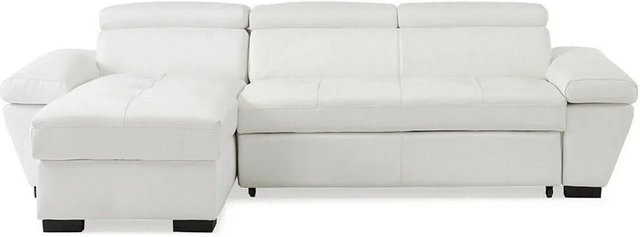 Vente-unique Schlafsofa Jonova in Weiß mit L-Form und Schlaffunktion aus Rindsleder - Bild 1