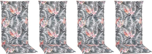 Beo Sitzauflage Hochlehner Tamky 4er Set Weiß mit Blumenmuster B/T/H: 118 x 46 x 8 cm - Bild 4