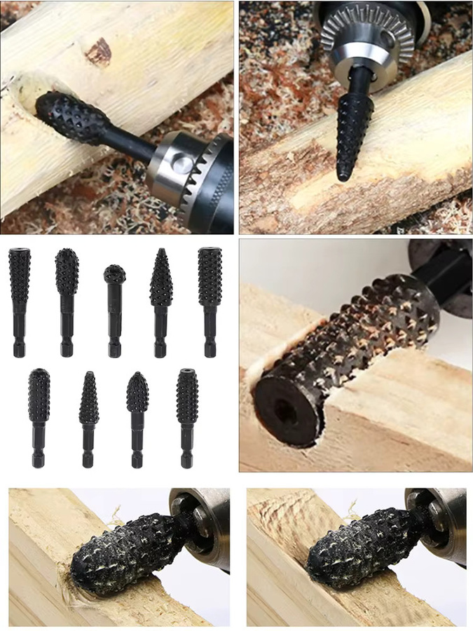 AXE SHAN Rotary Dateien Set für elektrische Bohrer und Schleifer in Schwarz mit Double Cut Fräsern und Raspelköpfen für Holzbearbeitung und Schnitzarbeiten - Bild 7