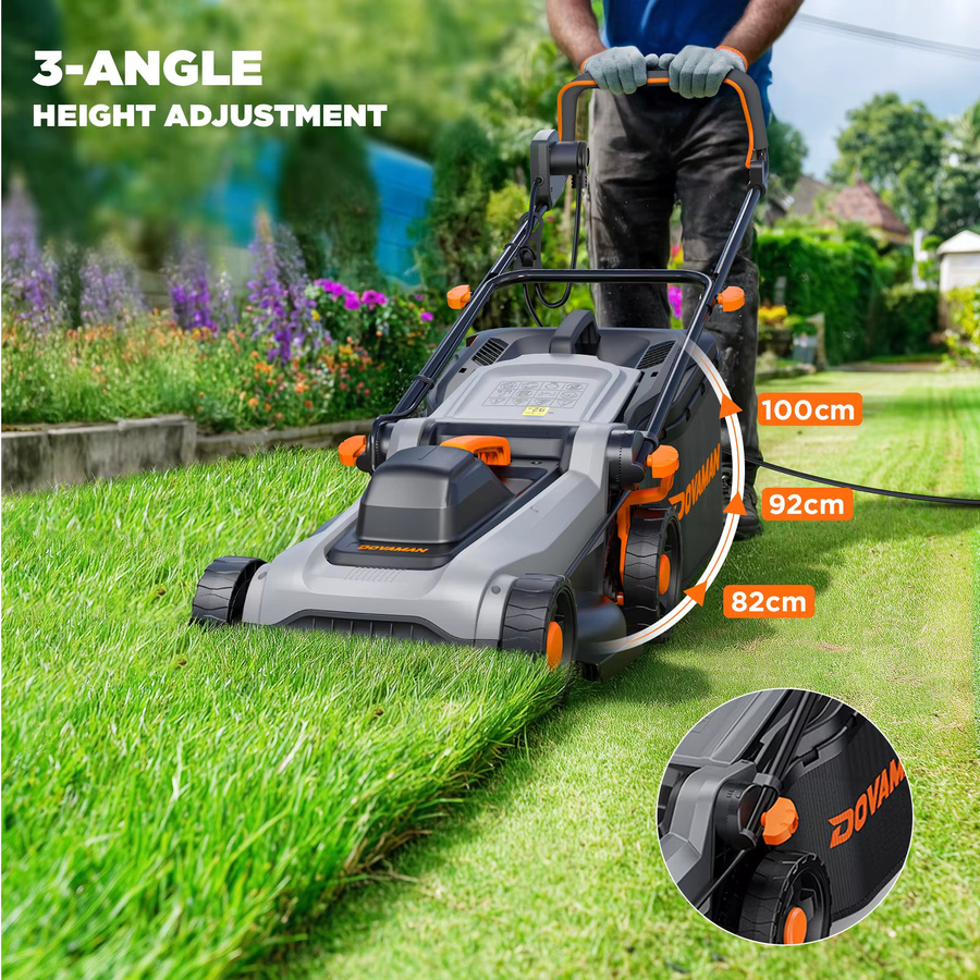 DOVAMAN Elektrischer Rasenmäher in Schwarz mit 1500W Leistung, 36cm Schnittbreite, 40L Grasbehälter und 2-in-1 Mulch- und Aufsammelfunktion - Bild 6