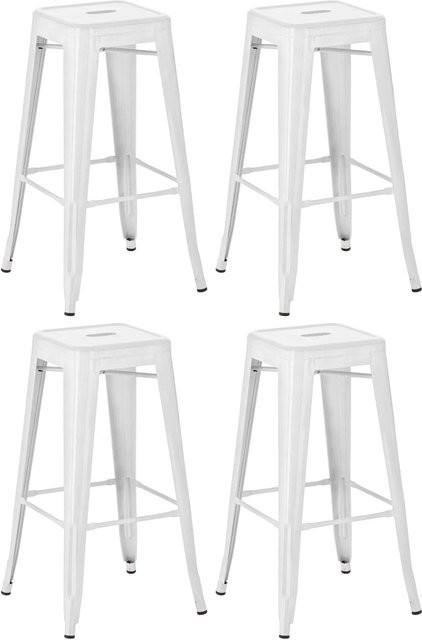 4er Set Barhocker DELUKE DOLAN aus Metall in Weiß, B/T/H: 43 x 43 x 76 cm - Bild 1