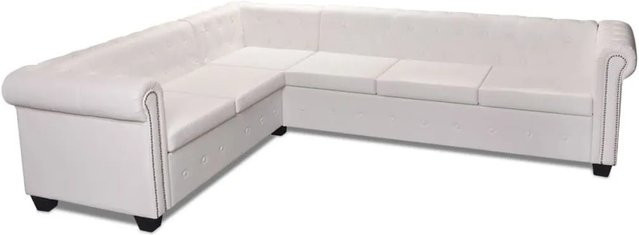 vidaXL Chesterfield Ecksofa 6-Sitzer in Weiß aus Kunstleder mit Holzrahmen - Bild 1