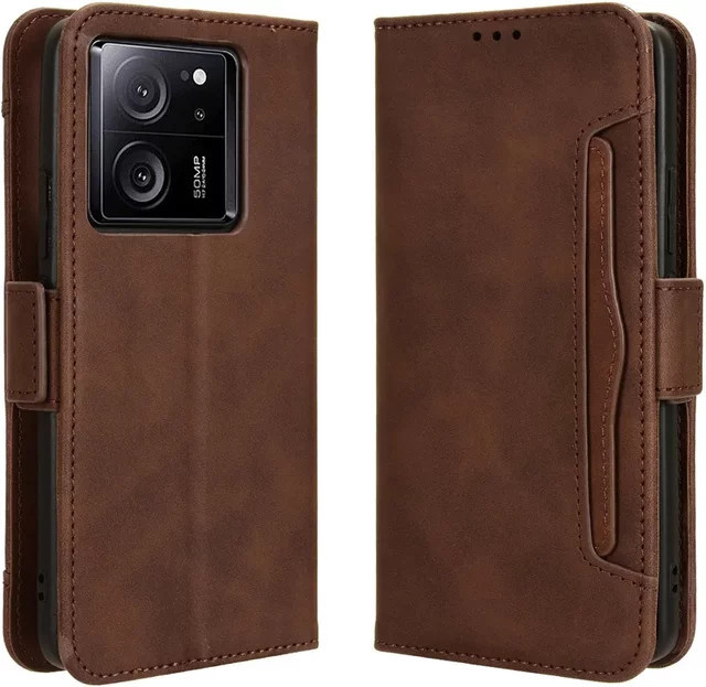 Luxus Flip Ledertasche für Xiaomi in Braun mit magnetischem Kartenhalter und Brieftasche als Schutzhülle - Bild 1
