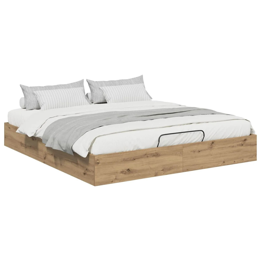 vidaXL Ottoman Bettgestell mit Lift-up-Funktion in Eiche Braun, B/T/H: 193 x 120 x 25 cm - Bild 2