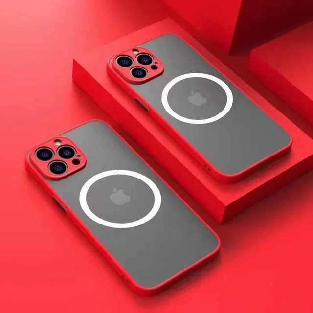 Luxuriöse matte MagSafe magnetische Schutzhülle für Apple iPhone 11 12 13 14 15 16 Pro Max Mini Plus in Grau - Bild 1