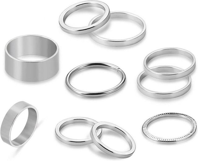 10-teiliges Ringset Legierung, Silber, Damen - Bild 1