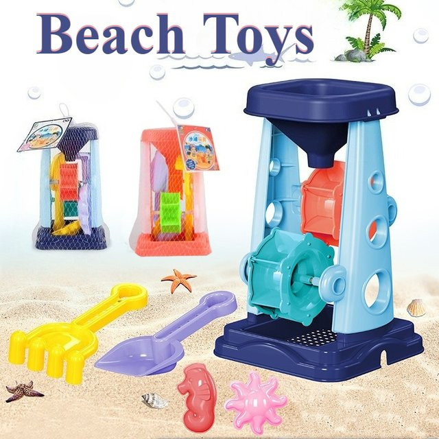 SONGYI Strandspielzeug-Set, Sandrad, Sandeimer, Roller, Schaufel, Rechen, Segelboot, Sanduhr, niedliche Formen, Set / Bundle - Bild 1