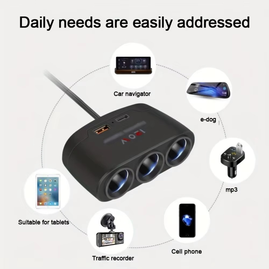 Universal USB Schnellladegerät QC 3.0 Auto-Adapter mit 120W Leistung und USB-A Buchsen in Schwarz - Bild 4