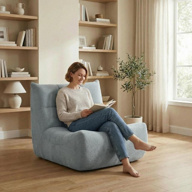 Henille Togo-Sofa Graues Stoff-Bubble-Sofa als 1-Sitzer Loungesessel - Bild 1