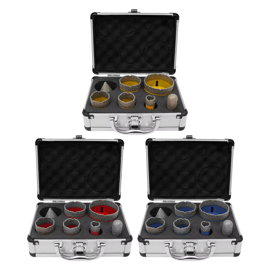 7-teiliges Diamantbohrer-Set von Bymaocar mit M14-Gewinde und Werkzeugkoffer für Fliesen, Marmor und Ziegel in Gelb und Multicolour - Bild 2