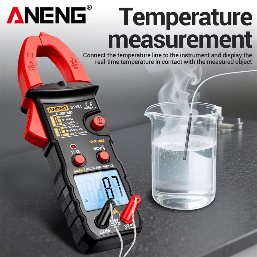 ANENG ST184 Digitalmultimeter und B15 Spannungsprüfer Kombi-Set in Rot mit 6000-fach Messbereich für NCV, Kapazität und Widerstand - Bild 3