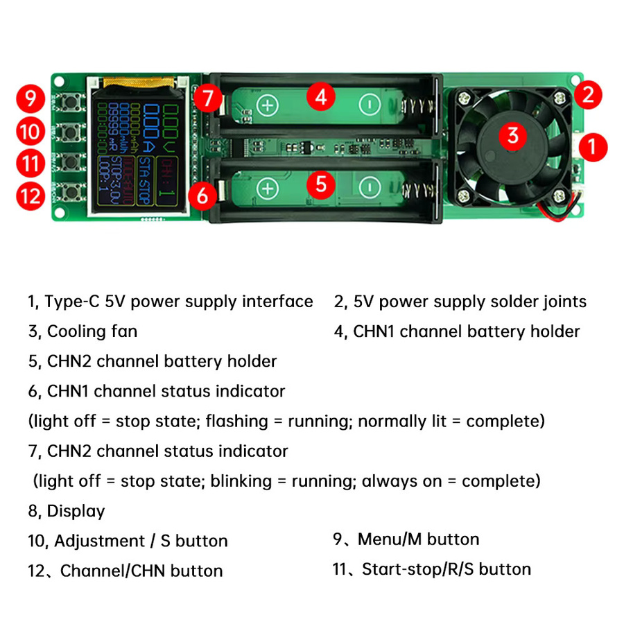 Gaqqee 2/4/8-Kanal 18650 Batteriekapazitäts- und Innenwiderstandstester mit elektronischem Lasttester und automatischem Lade- und Entlademodul - Bild 4