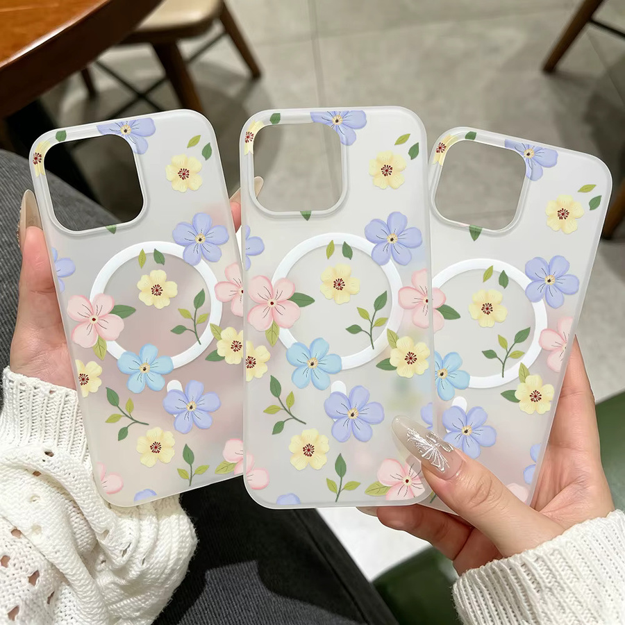 Transparente Silikon-Handyhülle mit Blumenmuster für Apple iPhone 17 Pro Max 16 15 14 13 12 11 mit kabellosem Laden - Bild 2