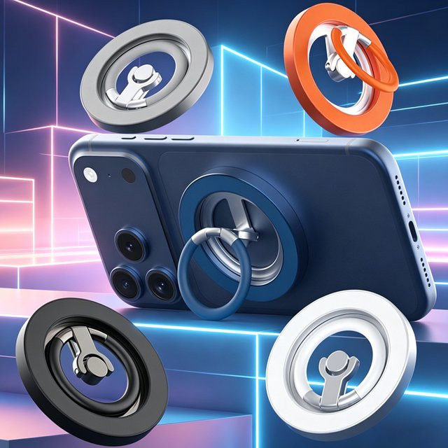 WSSHE Dualer Magnetischer Handyhalter für MagSafe mit faltbarem Fingerring und starkem Magnetständer in Blau für iPhone 14 15 16 17 Pro Max Samsung Xiaomi - Bild 1
