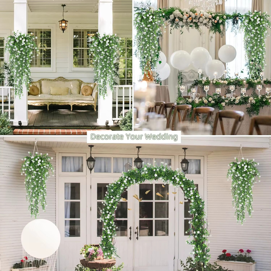 TTCY Künstliche Pflanzen Set aus Kunststoff mit Eukalyptus und Kamelie für Dekorationen, Hochzeiten und Garten - Bild 2
