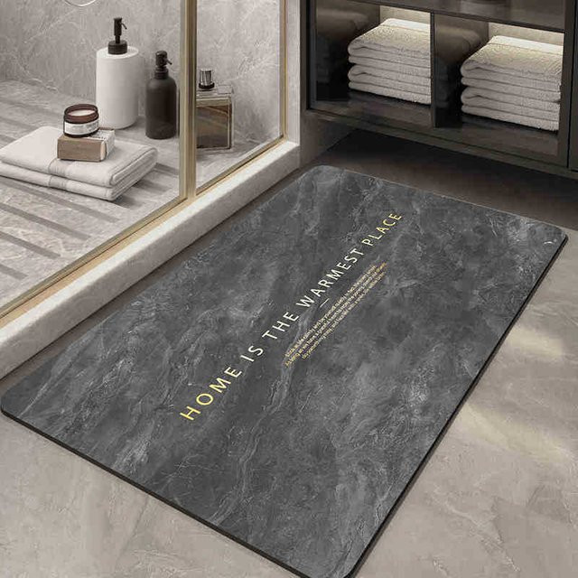 Saugfähige Kieselgurmatte von Yiran Furniture in Grau, rutschfeste Fußmatte für Badezimmer und Eingangsbereich, B/T: 60 x 40 cm - Bild 1