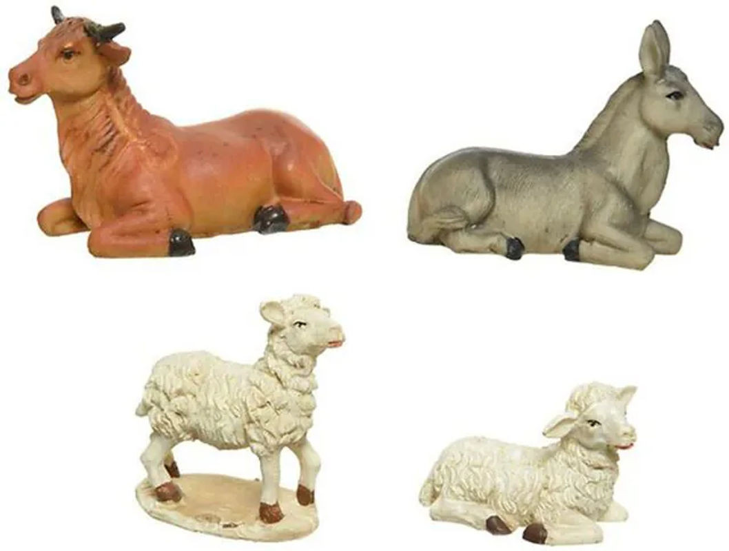 Kaemingk Set aus 4 Weihnachtstieren für die Krippe, mehrfarbig, Kunstharz, Höhe: 3,7 cm - Bild 1