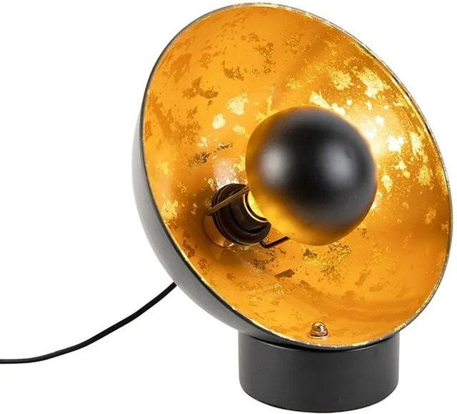 QAZQA Industrielle Tischlampe Magna Eglip in Schwarz mit goldener Innenseite, Höhe: 33,0 cm - Bild 1