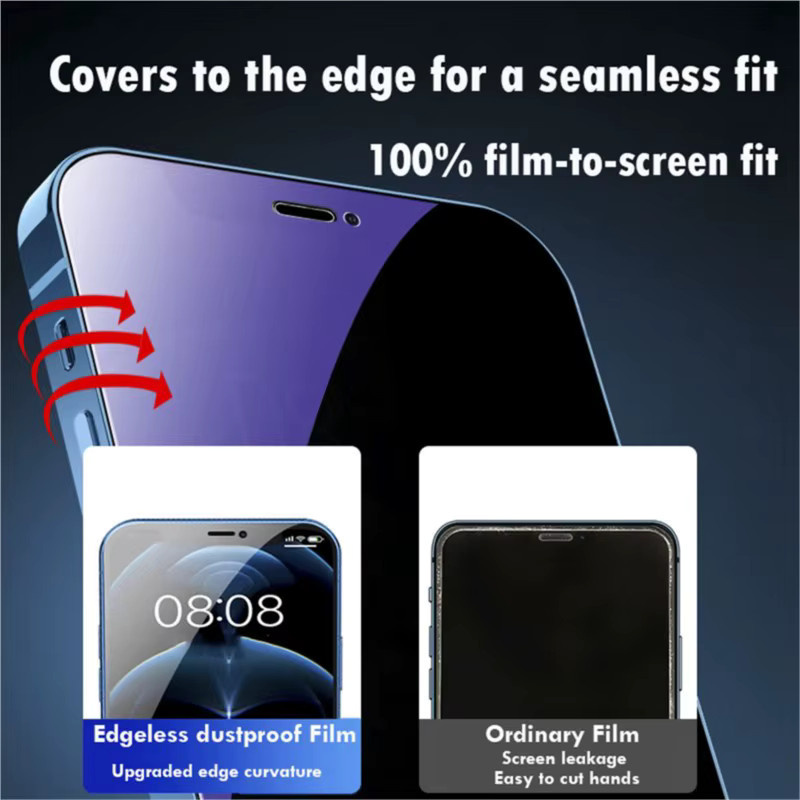 2 Stück lila Privacy Schutz Panzerglas mit Anti-BlueRay Filter für Apple iPhone 16 15 14 13 12 11 Pro Plus Mini - Bild 4